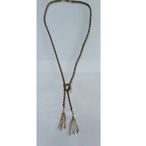 Guess necklace gold black rope chain tassel knot
